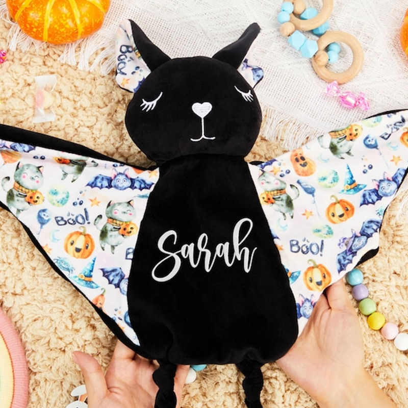 Personalized Baby Bat Security Blanket,  Lovey Animal Blanket, Baby Blanket Bat