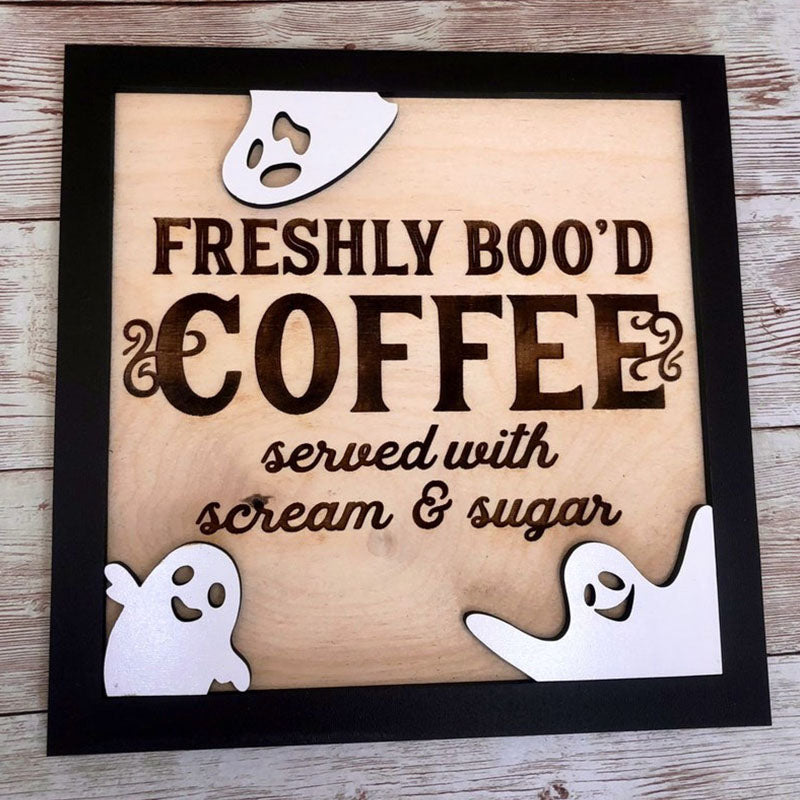 Freshly Boo’D Coffee Sign, Funny Halloween Sign, Coffee Sign