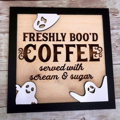 Freshly Boo’D Coffee Sign, Funny Halloween Sign, Coffee Sign