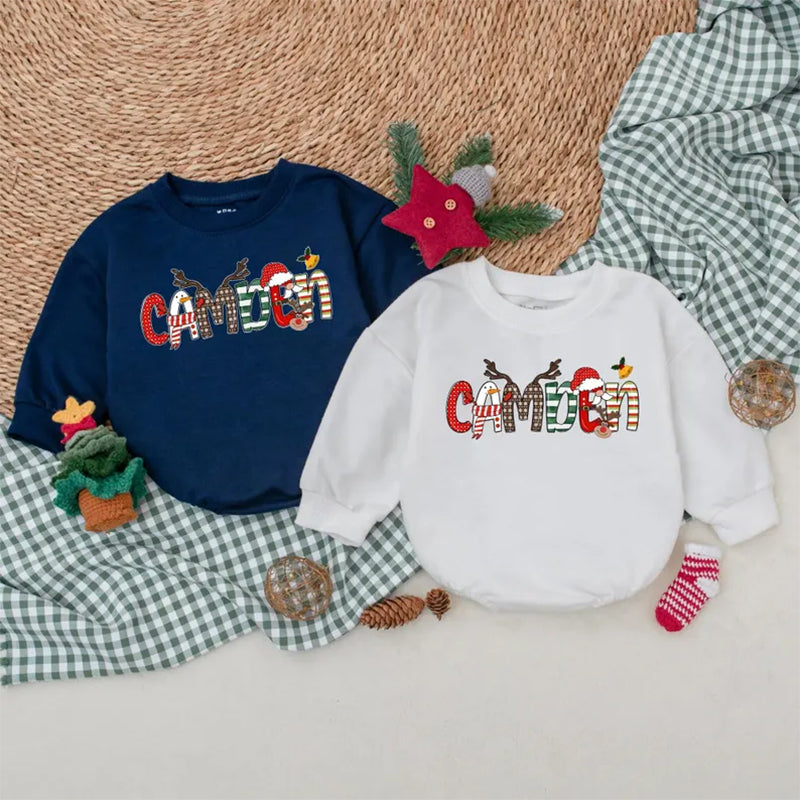 Custom Name Christmas Baby Romper