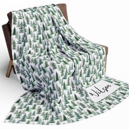 Personalized Christmas Trees Blanket Custom Name Blanket
