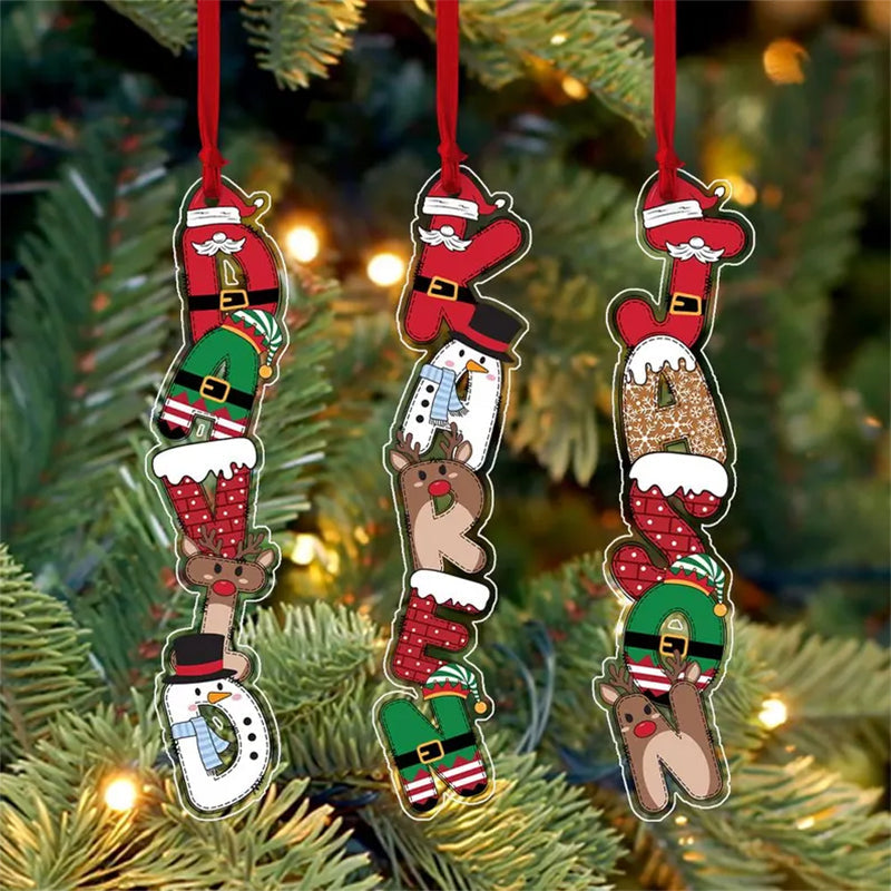 Custom Christmas Name Letter Ornament, Stocking Tag