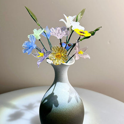 Glass Birth Month Flowers, Birth Flower Bouquet