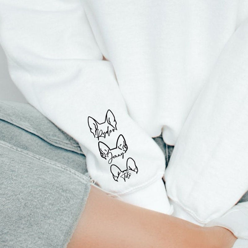 Dog Sweatshirt with Dog Ear and Name on sleeve