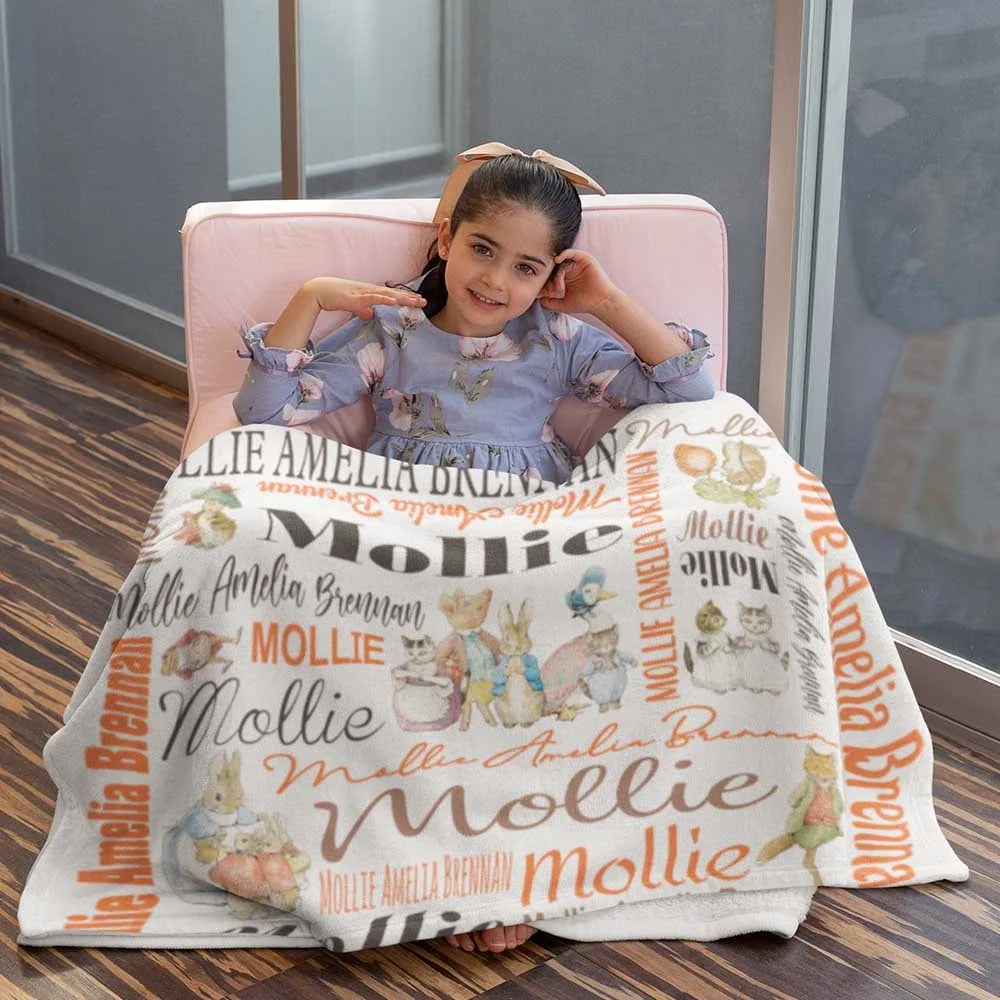 Personalized Peter Rabbit Print Easter Blanket