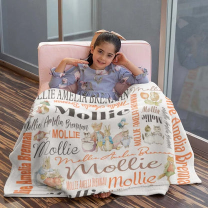 Personalized Peter Rabbit Print Easter Blanket
