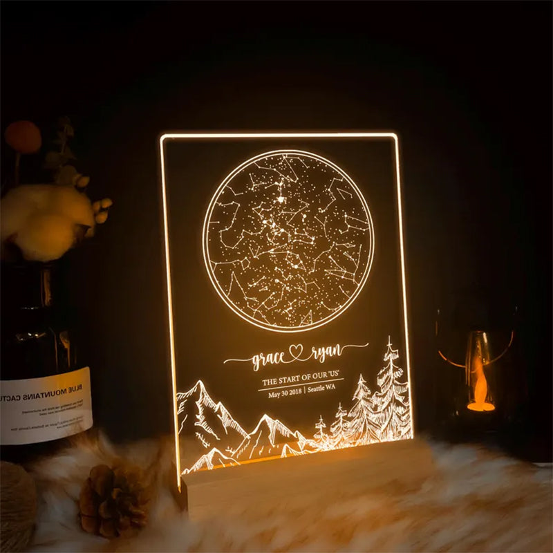 Custom star map by date, Engagement star light