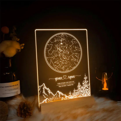Custom star map by date, Engagement star light
