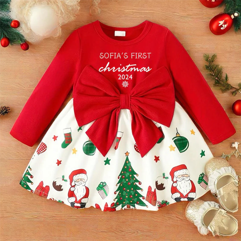 First Christmas Baby Girl Dress|Personalized Baby Girl Outfit