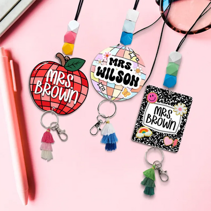 Trendy Teacher Lanyard - Personalized Lanyard for Keys or ID Badge