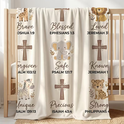 Personalized Christian Baby Blanket, Custom Baptism Gift Boy Girl