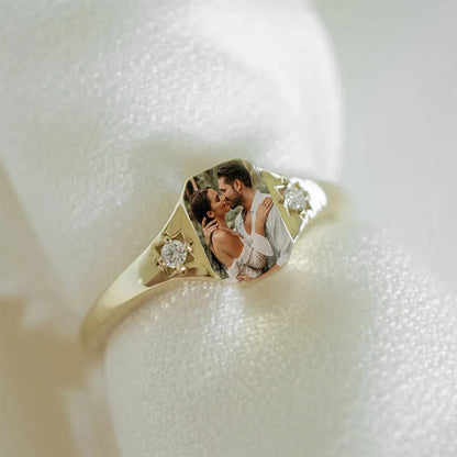 Personalized Upload Photo & Birthstone Ring