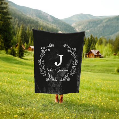 Custom Family Name Blanket, Last Name Initials Blanket