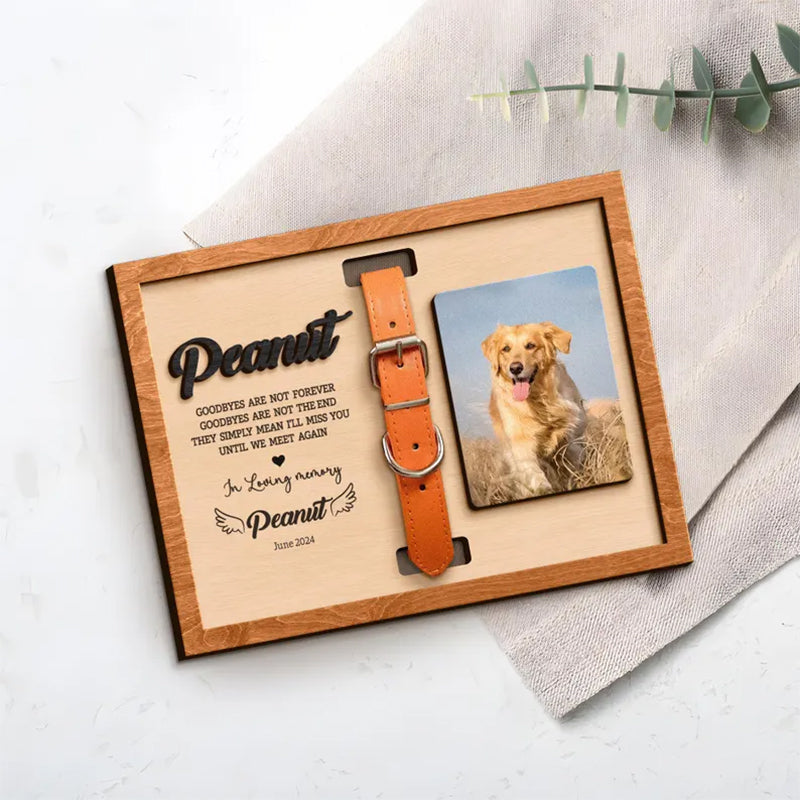 Personalized Dog Memorial Wood Frame With Collar Holder