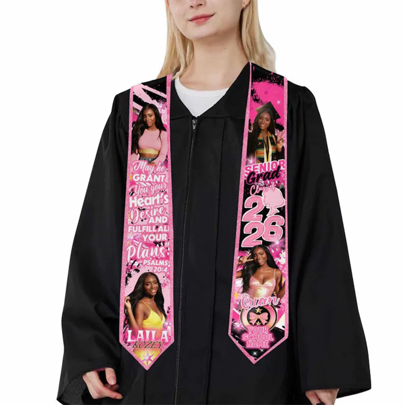 Custom Photo Graduation Stole: Personalized Class of 2026 Sash, Gift for Graduates