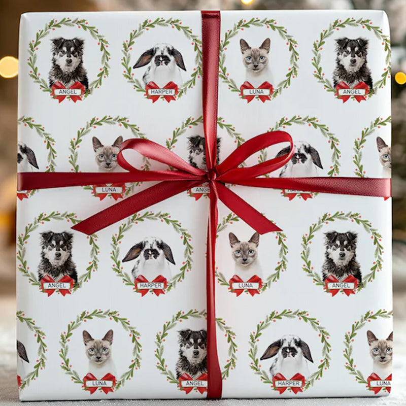 Custom Wrapping Paper Using Pet Photo Personalized Dog Christmas Wrapping Paper