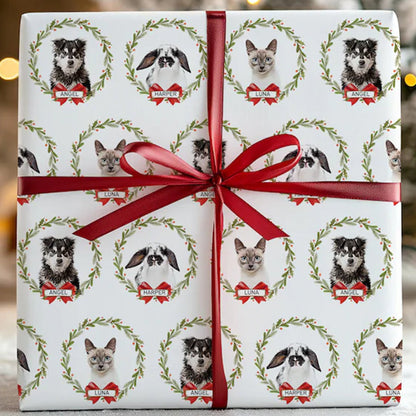 Custom Wrapping Paper Using Pet Photo Personalized Dog Christmas Wrapping Paper