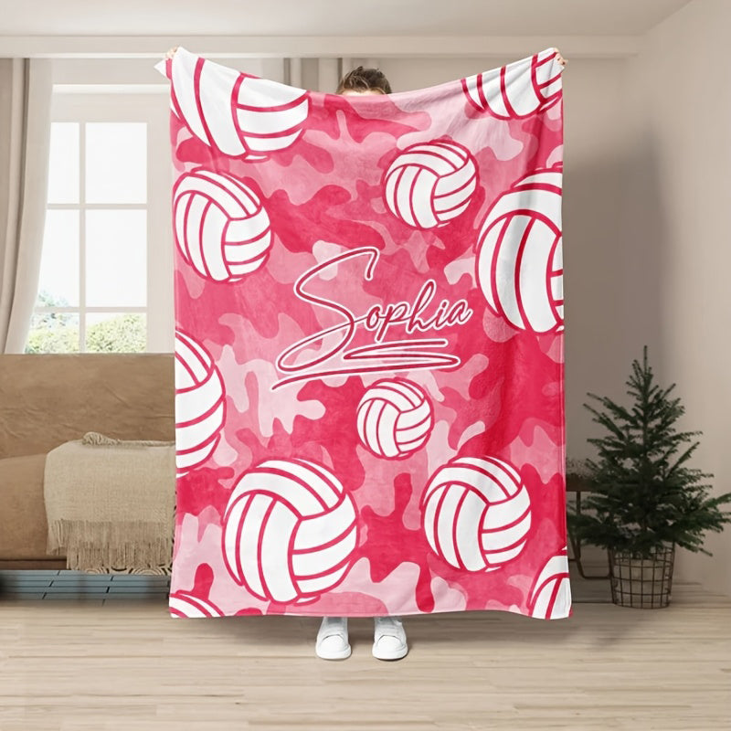 Customizable Camo Volleyball Blanket with Name