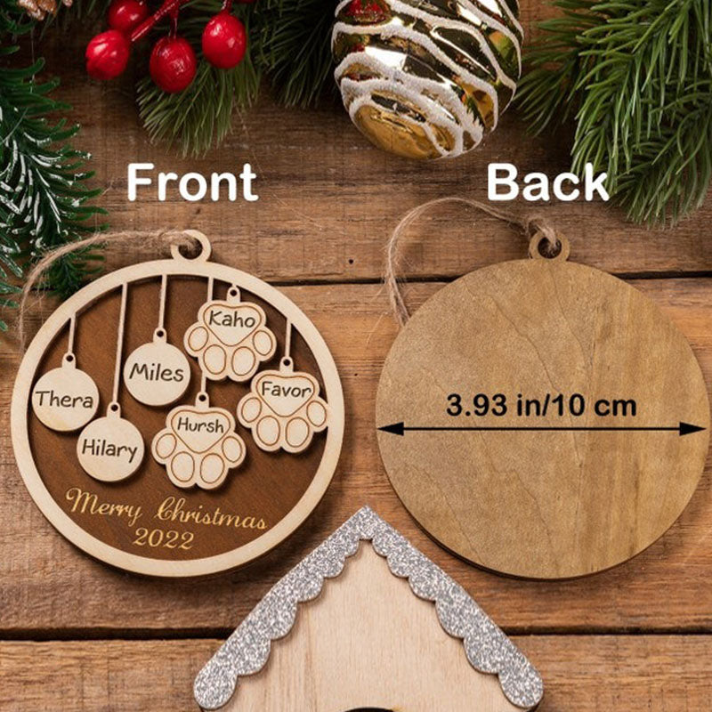 Custom Christmas Ornament,Personalized Family And Pet Ornament,Engraved Wood Ornament,Family And Pet Christmas Gift Decor