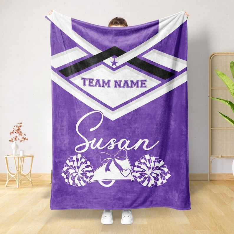 Personalized Cheer Blanket, Custom Cheerleader Blanket
