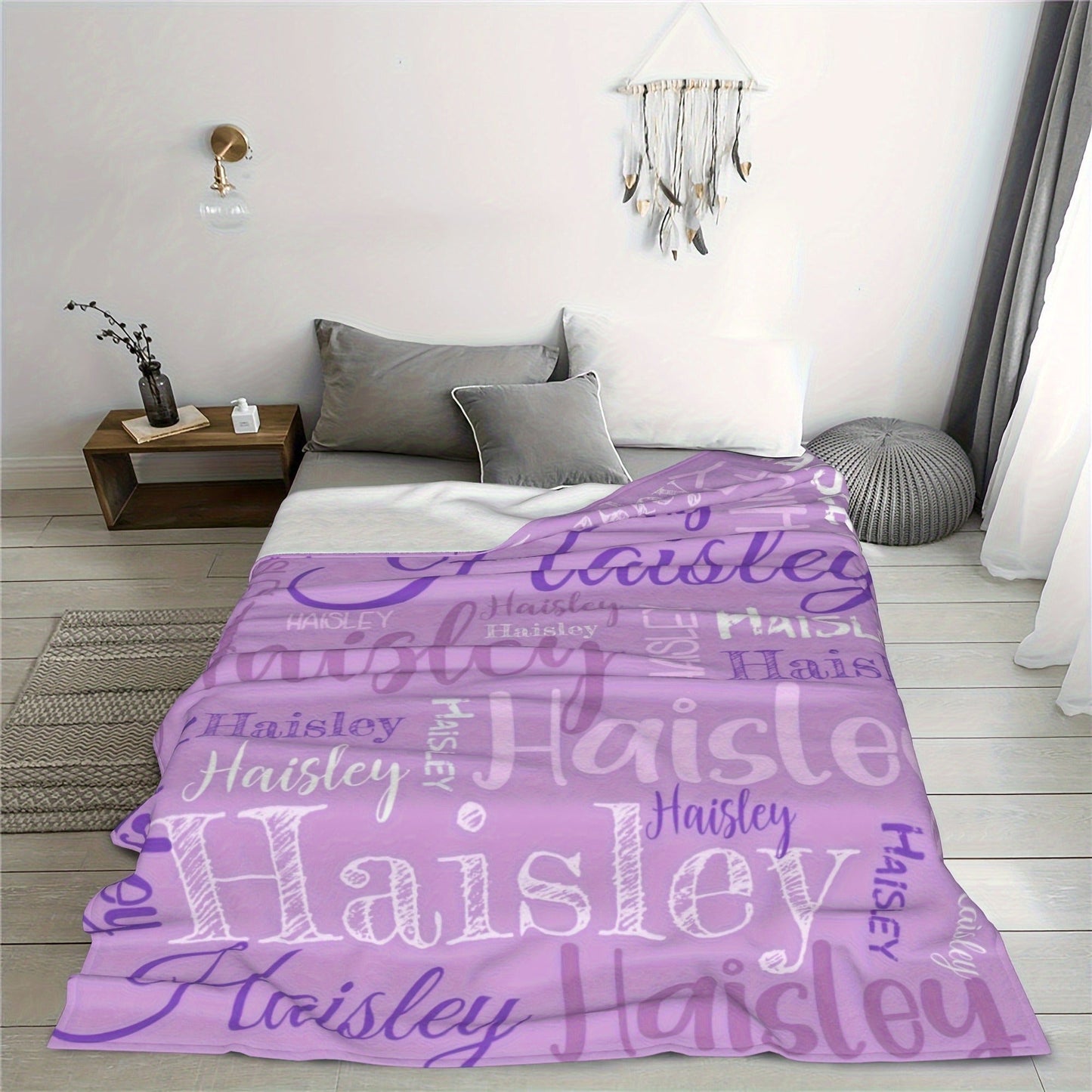 Personalized,Blankets  Soft & Cozy, All-Season Vintage Print in Pink & Black with White Text