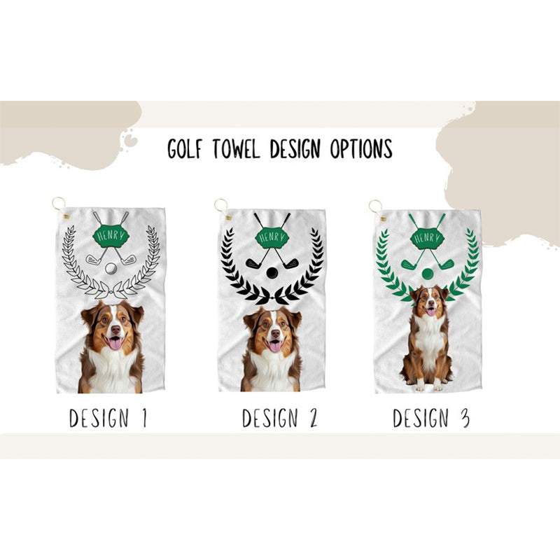 Custom Pet Photo Golf Towel Personalized Dog Golf Towel Cat Golf Towels