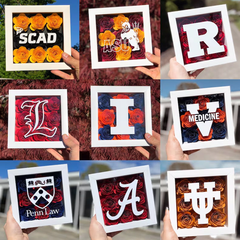 Flower Shadow Box - College Logo - Graduation Gifts
