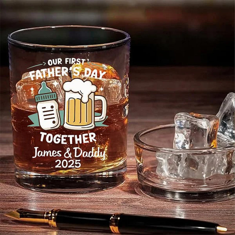 Personalized Cute Milk Bottle and Beer Mug Design 10 oz Whiskey Glass