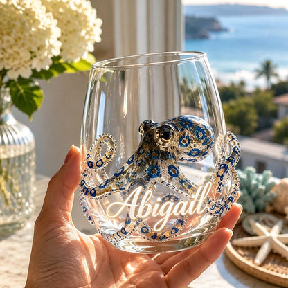 3D Ocean Animal Glass Cup, Sea Creature Glassware, Shark Turtle Dolphin Octopus Whale Jellyfish Crab Seahorse Cup
