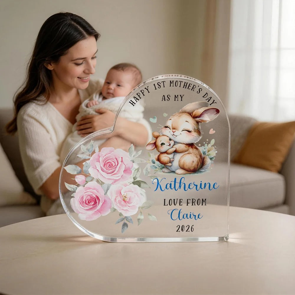 Personalized Happy 1st Mothers Day Cute Animal Heart-shape Acrylic