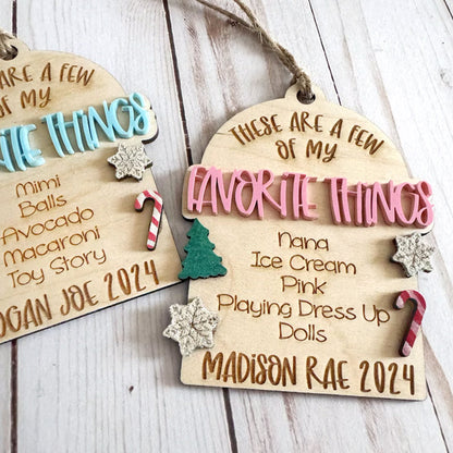 Custom Kid's Christmas Ornament, My Favorite Things