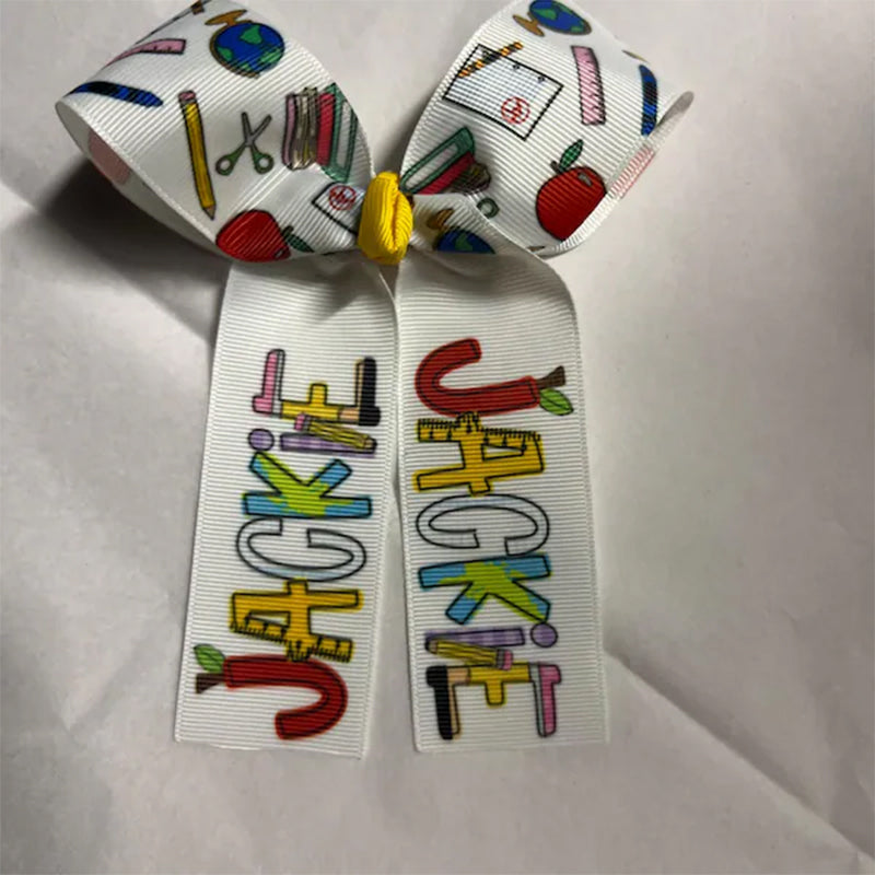 Monogrammed Back to School Hair Bow, First Day of Kindergarten