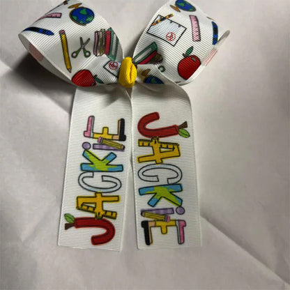 Monogrammed Back to School Hair Bow, First Day of Kindergarten