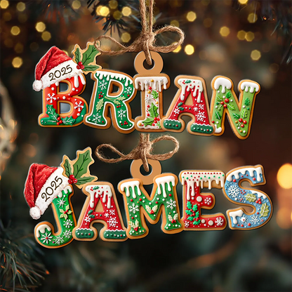 Personalized Name Gingerbread Ornament, Custom Kids Name Ornament