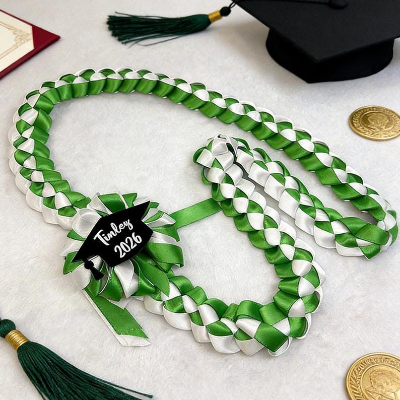 Custom Braided Ribbon Lei, Personalized Graduation Gift Class of 2026