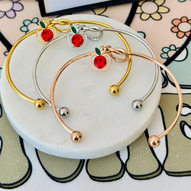 End of Year Teacher Gift Knot Bangle w/apple charm!