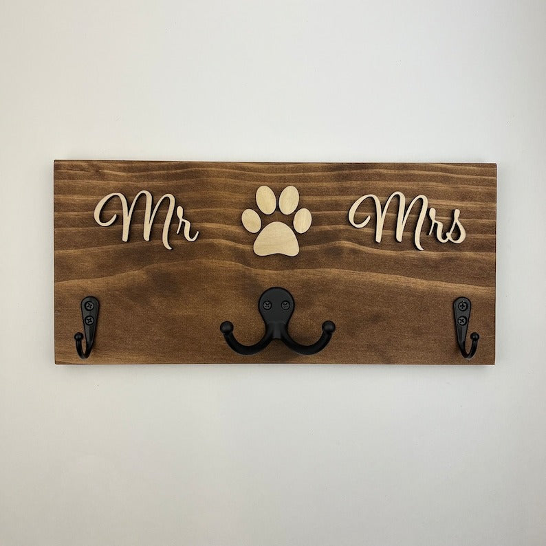 Mr & Mrs Key Holder, Pet leash holder, Pet Lover Gift, Dog Lover Gift
