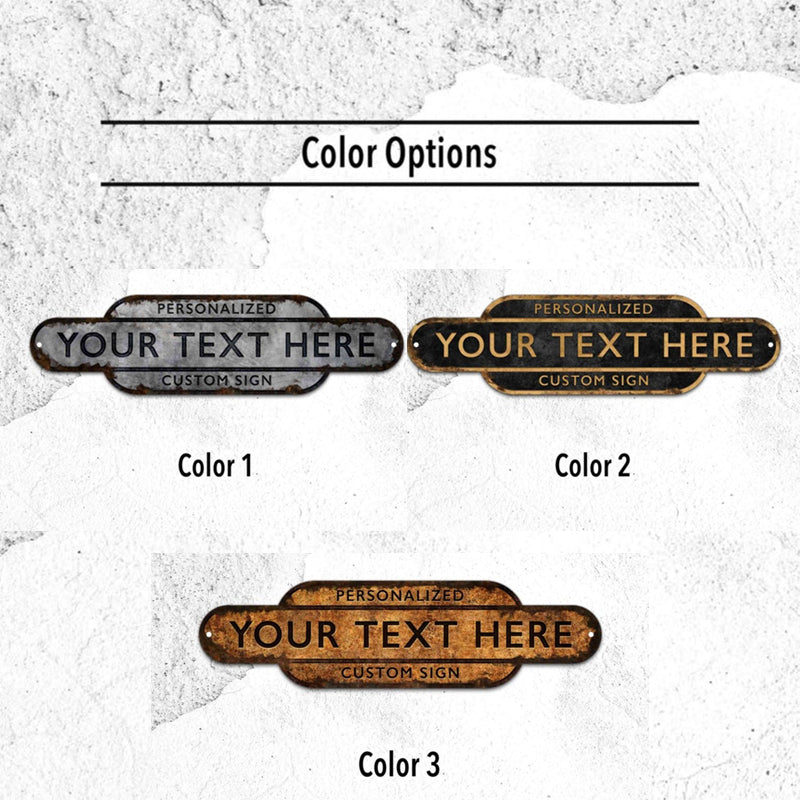 Railway Station Custom Sign, Rusty Personalized Sign