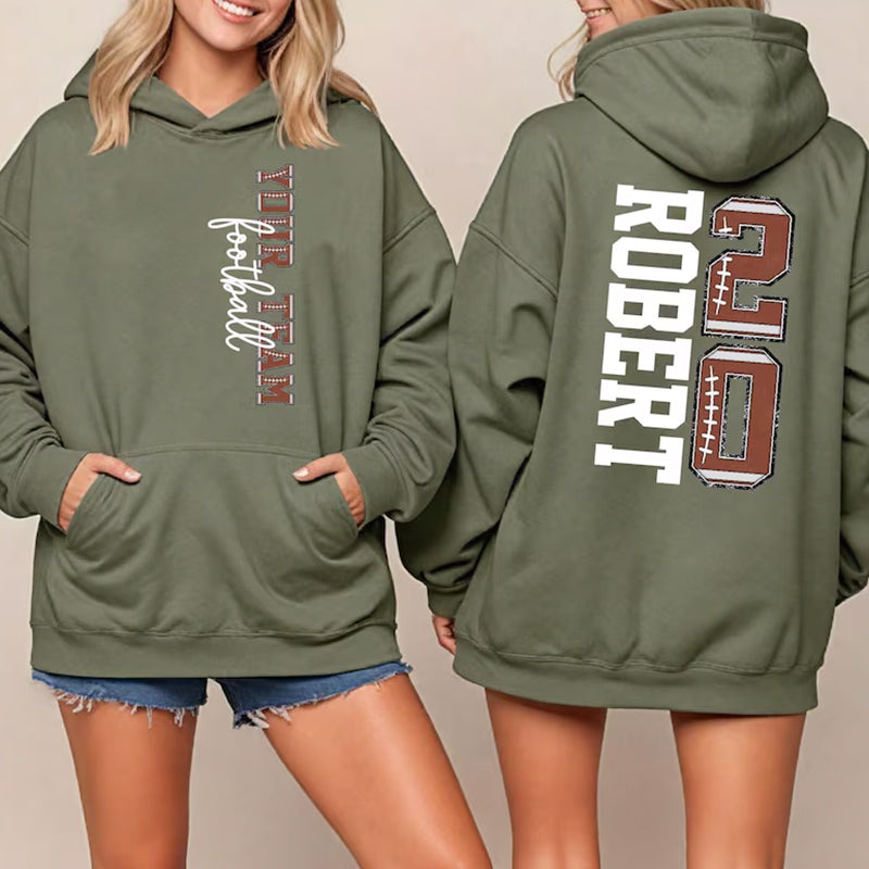 Football Mascot Name Sweatshirt With Kids Name & Number