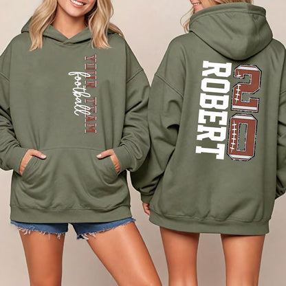 Football Mascot Name Sweatshirt With Kids Name & Number