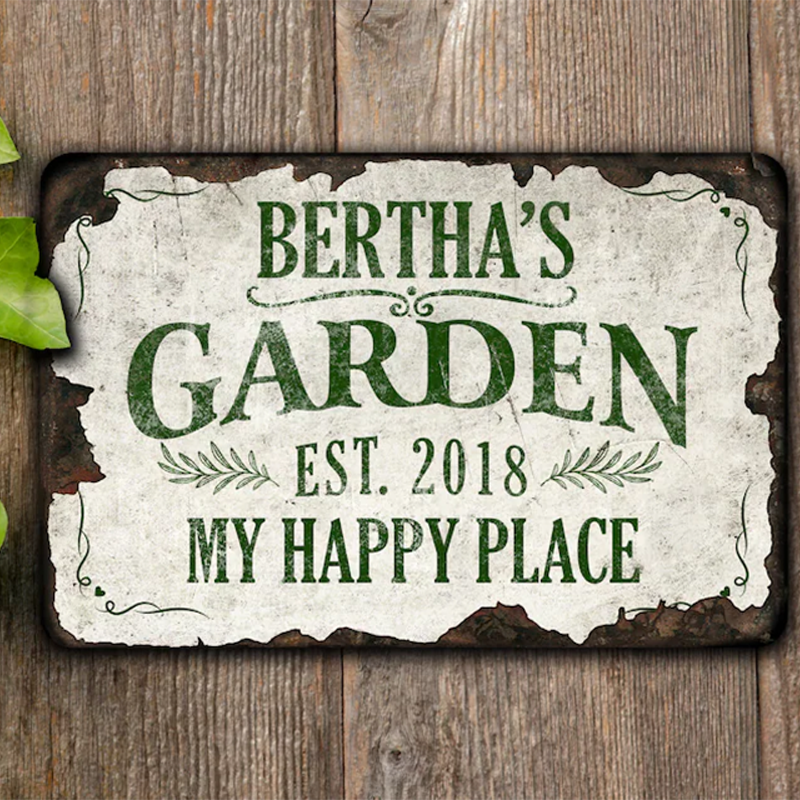 Custom Metal Garden Sign: Rustic Personalized Outdoor Decor