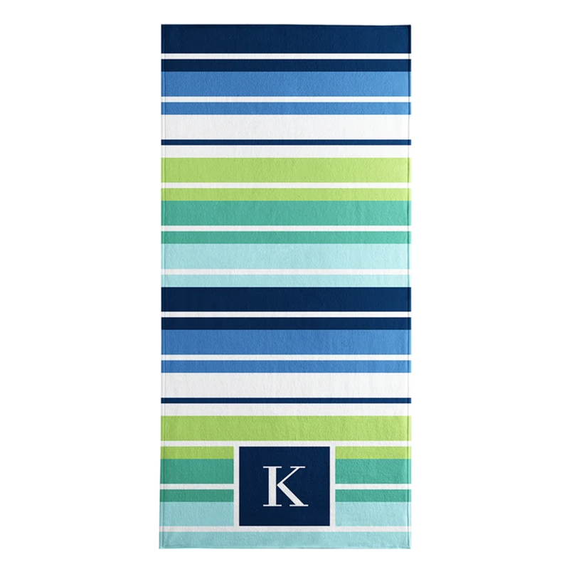 Personalized Beach Towel-Initial Stripes-Customized Towel-For the Beach Lover