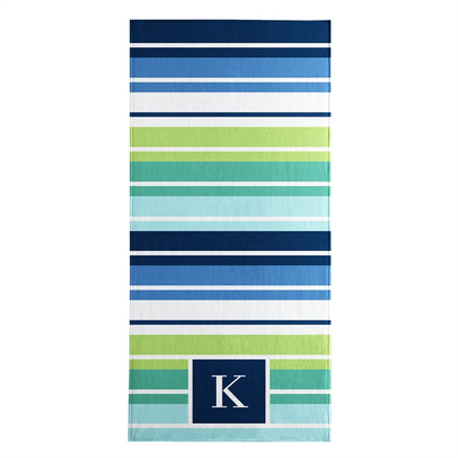 Personalized Beach Towel-Initial Stripes-Customized Towel-For the Beach Lover