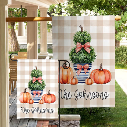 Custom Fall Pumpkin Decoration Yard Welcome Home Sign Display Garden Flag Family Gift