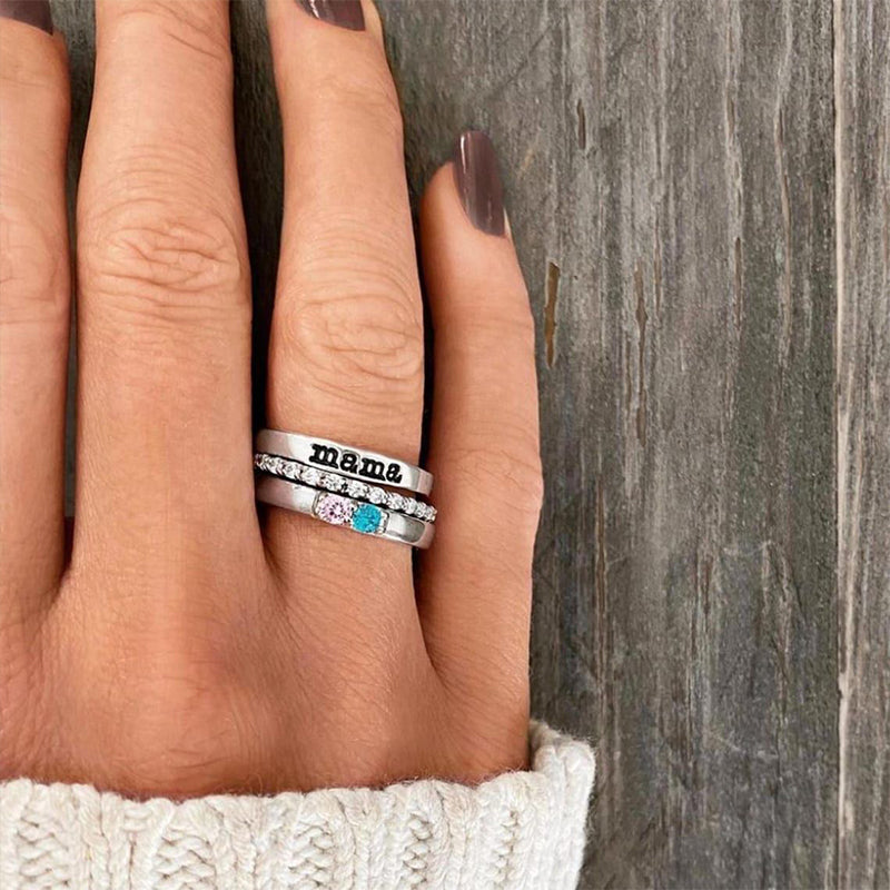 Birthstone Ring Set | Stackable Personalized Name Rings
