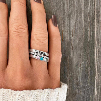 Birthstone Ring Set | Stackable Personalized Name Rings