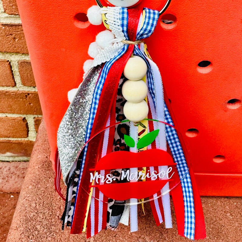 Teacher bag tassel charm, Teacher appreciation gift, End of year teacher gift