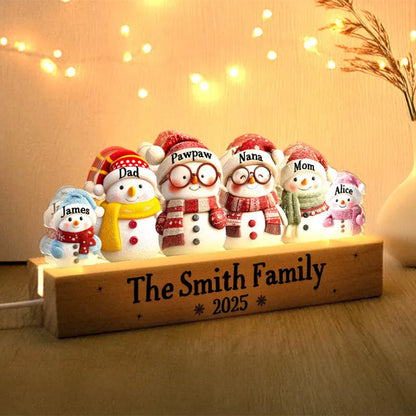 Custom Snowman Family Christmas Night Light, Snowman Christmas Decor