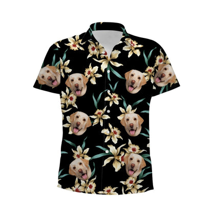 Personalized Photo Hawaiian Shirt Custom Dog Cat Face Holiday Tropical Pattern Shir