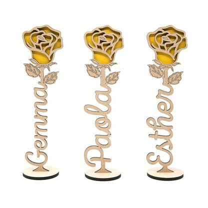 Personalized Wooden Rose Tabletop Decor